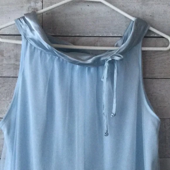 Pastel blue sheer flowy satin edged nightie - Picture 3 of 8